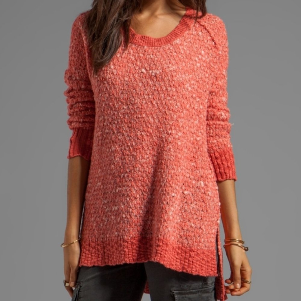 FREE PEOPLE Coral Jeepster High Lo Sweater Size S